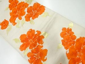 アンティーク　花模様織出し袋帯（材料）